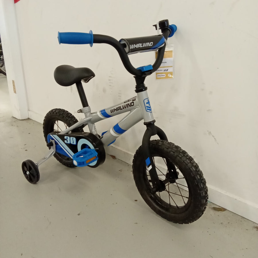 1058 - 12" Blue,
Grey Kids, Bike