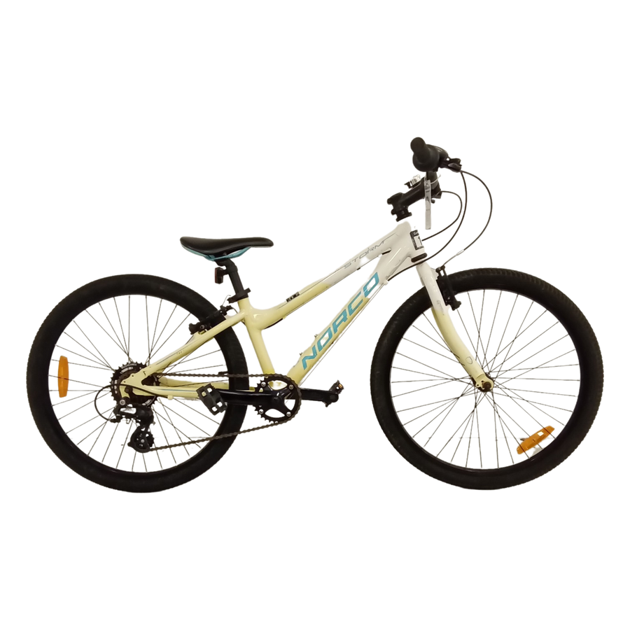 1071 - 24" White,
Yellow, Kids, Bike