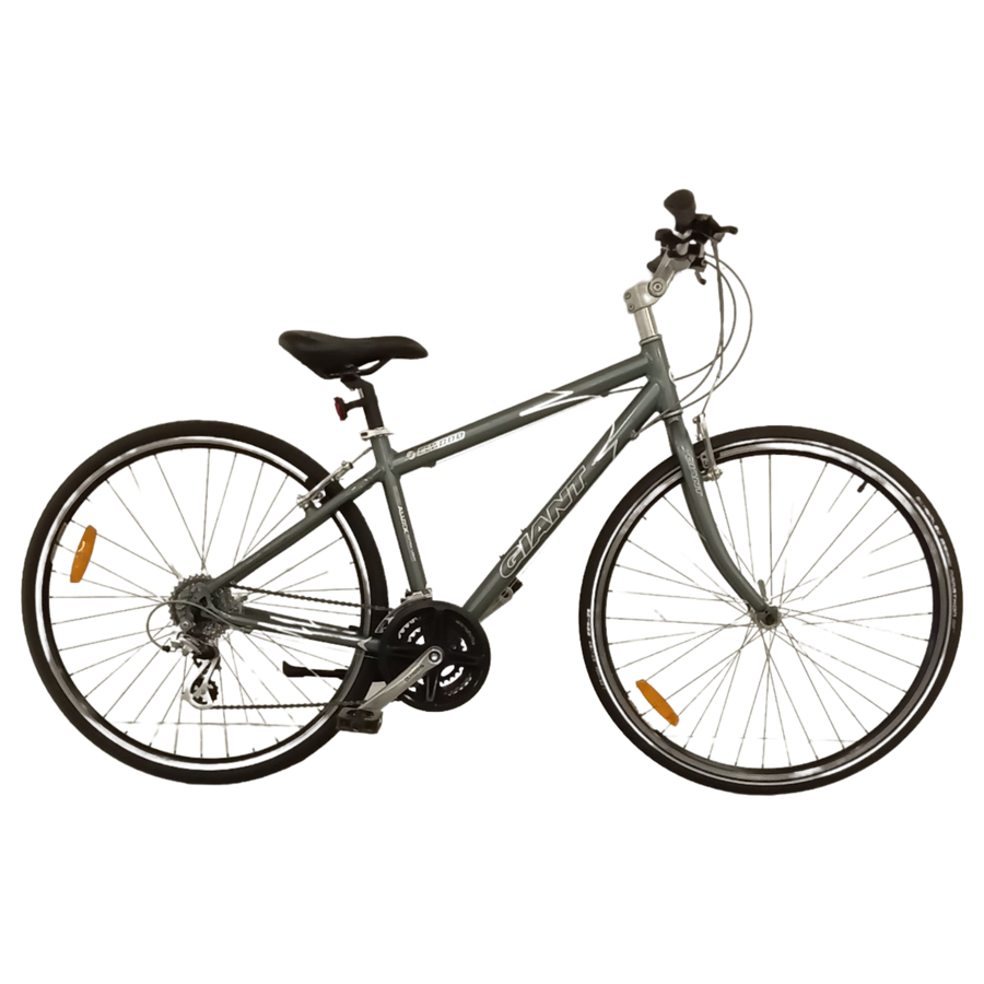 1107 - Silver, Flat Bar Commuter, Bike