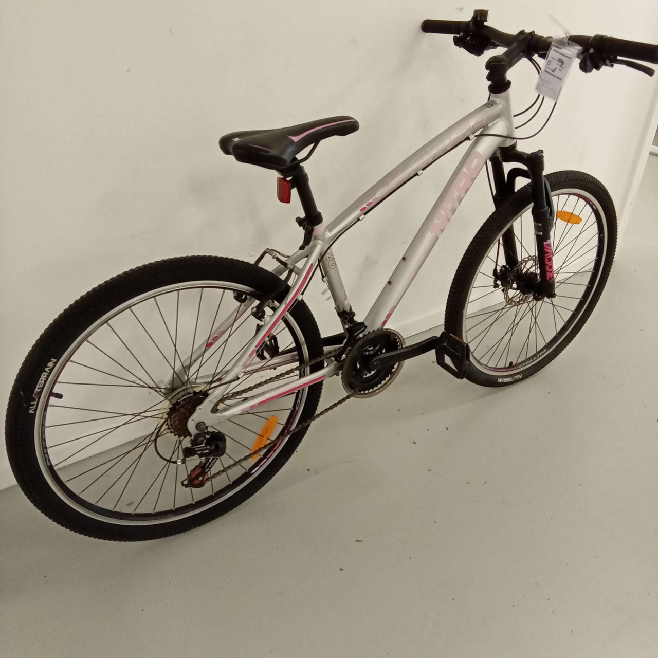 Adult - 38cm Mountain Bike with Stand, Pink-Silver