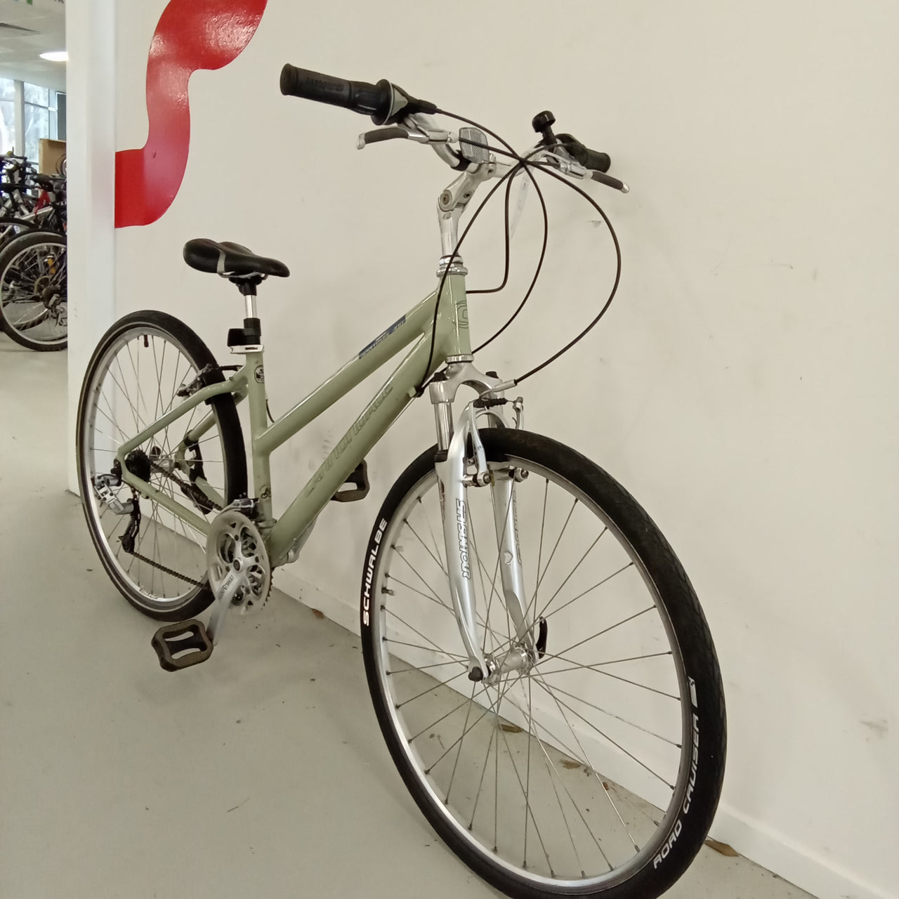 1045 -  Grey/green Hybrid Commuter, Bike