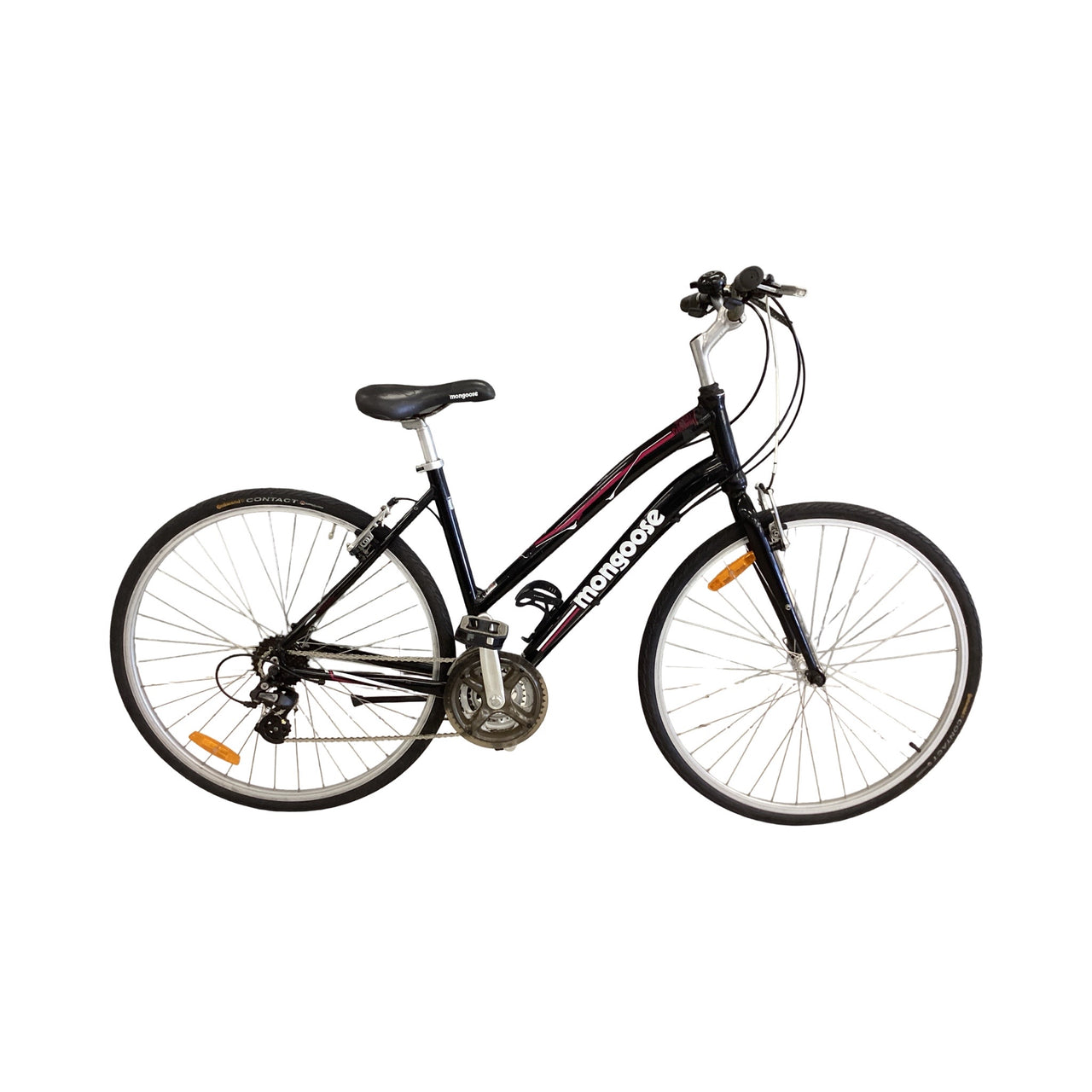 Mongoose Crossway 200 Bike -  48cm - Flat Bar Commuter, Colour: Black