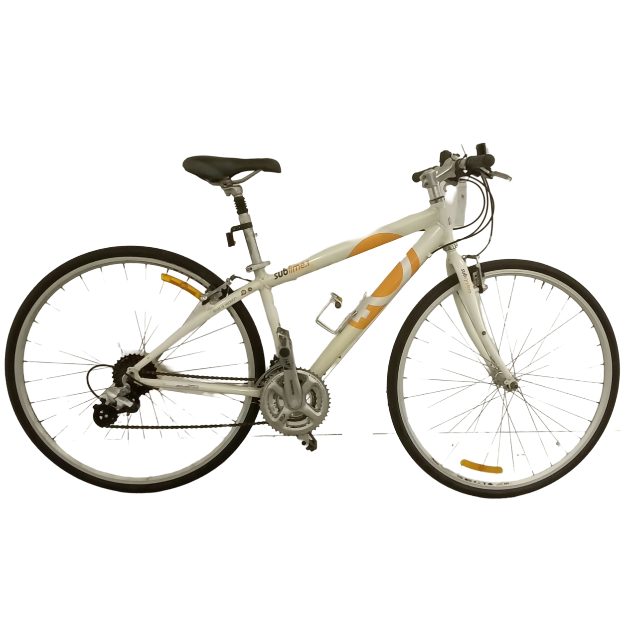 1740 - 33cm White, Flat Bar Commuter, Bike