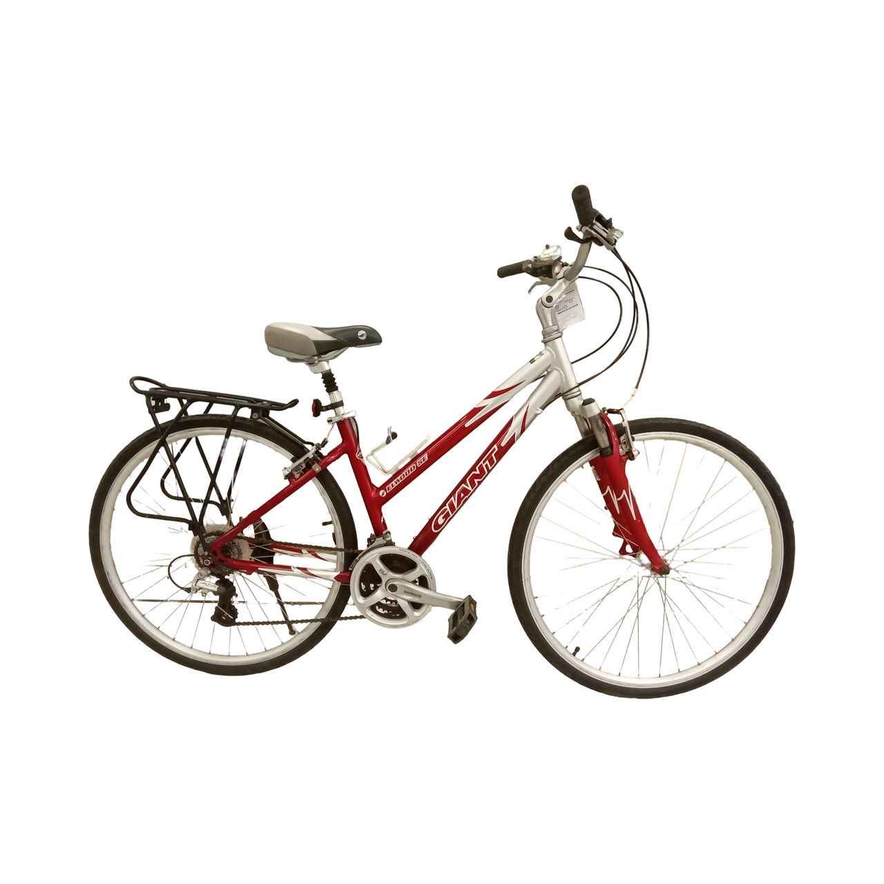 1852 - 46cm Silver,
Red, Hybrid Commuter, Bike