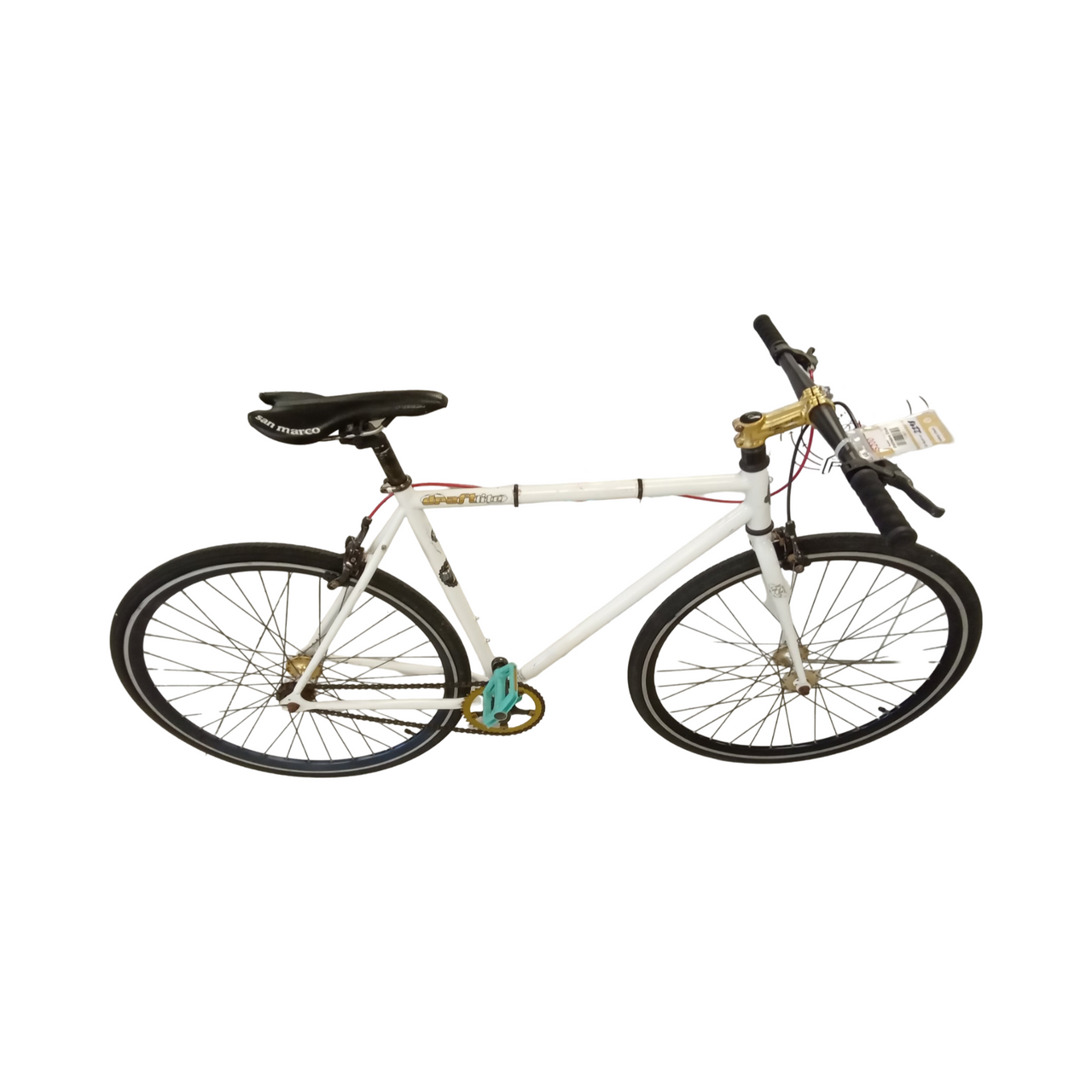 2298 - 54cm White, Fixie Commuter, Bike